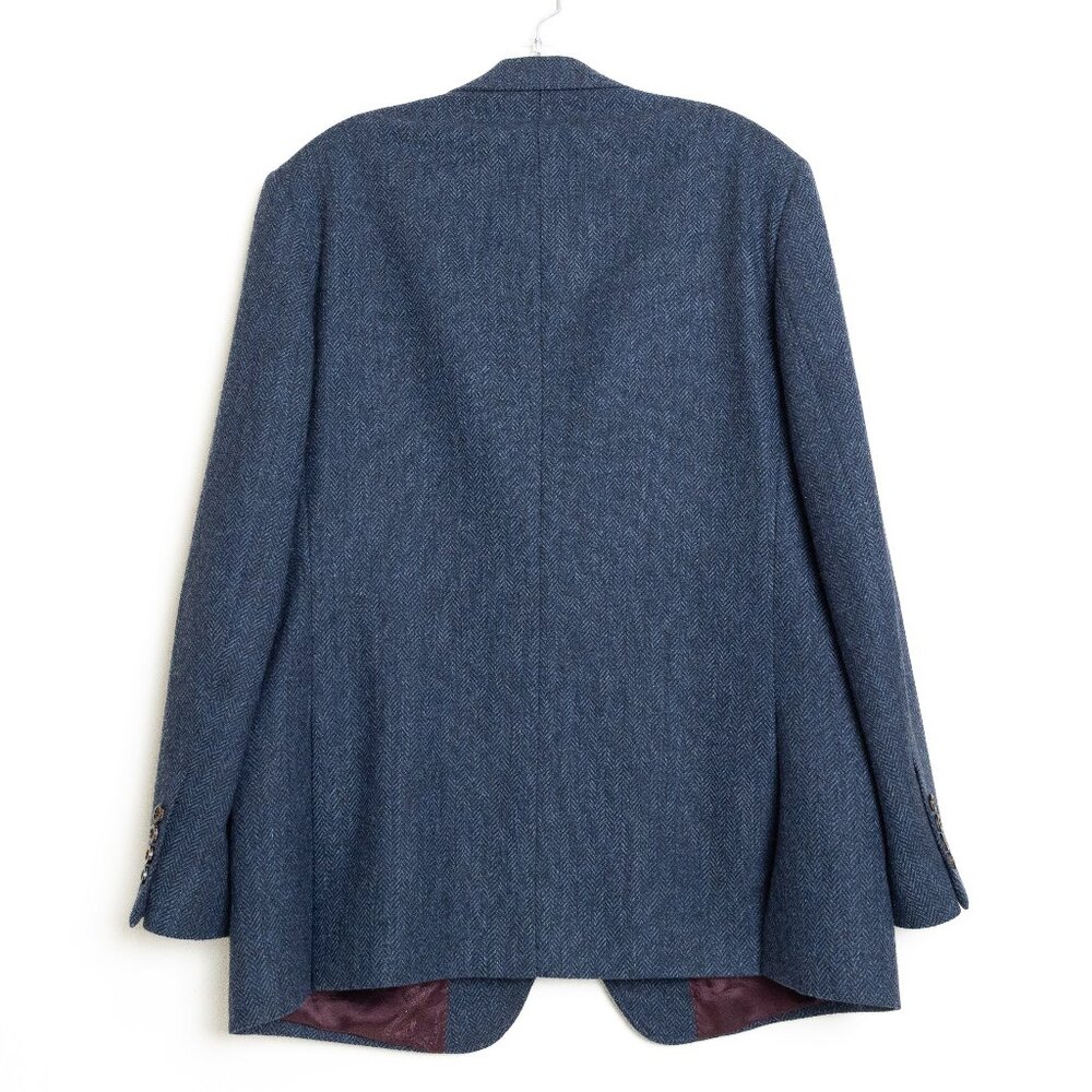 Cordings London Herringbone Tweed Blazer 44R Navy 100% Wool Jacket - Picture 2 of 15